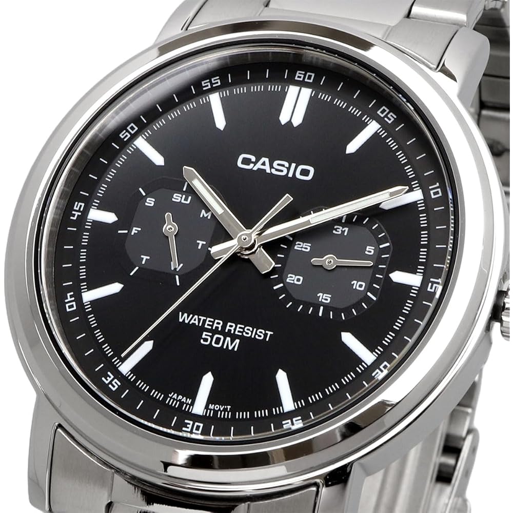 Casio Standard Quartz Men's Watch MTP-E335D-1EV Multi-Calendar Silver Black Overseas Model