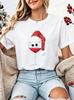 Drinking Christmas T‑Shirt Women Funny Wine Glass Santa Graphic Tee Tops Gift for Wine Lover Ladies Xmas Party Casual T‑shirt