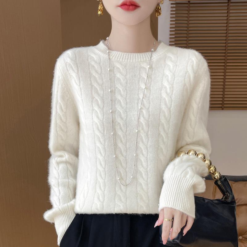 Fashionable Women's Pure Wool Loose Knit Sweater - Casual Autumn/Winter Outerwear