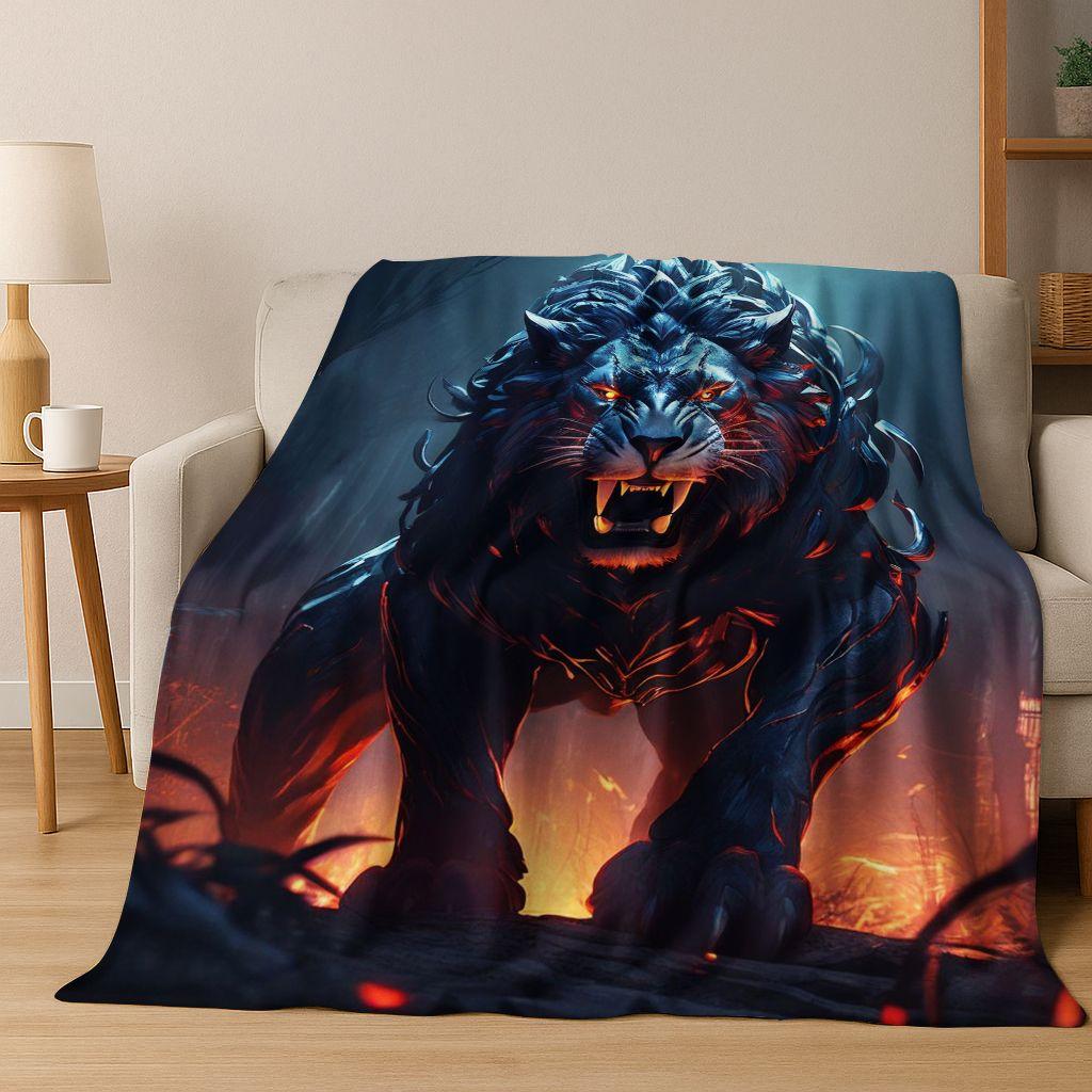 26 Style Wild Animal Lion Beast Cartoon Flannel Blanket,Warm Cozy Soft Throw Blanket for Home Bedroom Bed Sofa Picnic Cover Kids