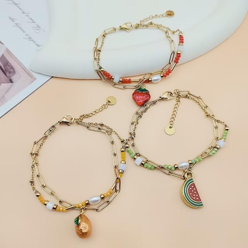 Fashion Fruit Shaped Bracelet Summer Dopamine Versatile Creative Stainless Steel Jewelry For Women