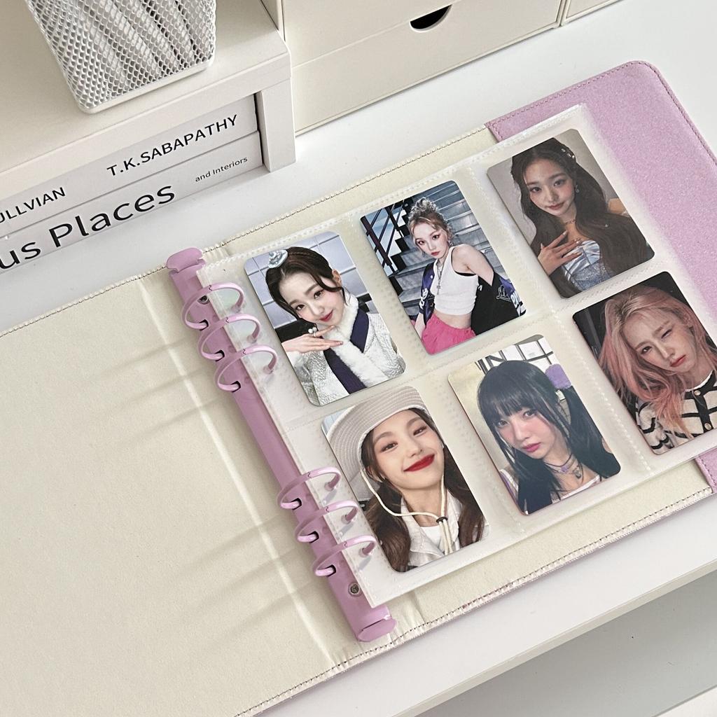 MINKYS Original Design Glittery Love Heart PU 6 Space Kpop Photocard Binder Collect Book Idol Photo Card Holder Photocards Album