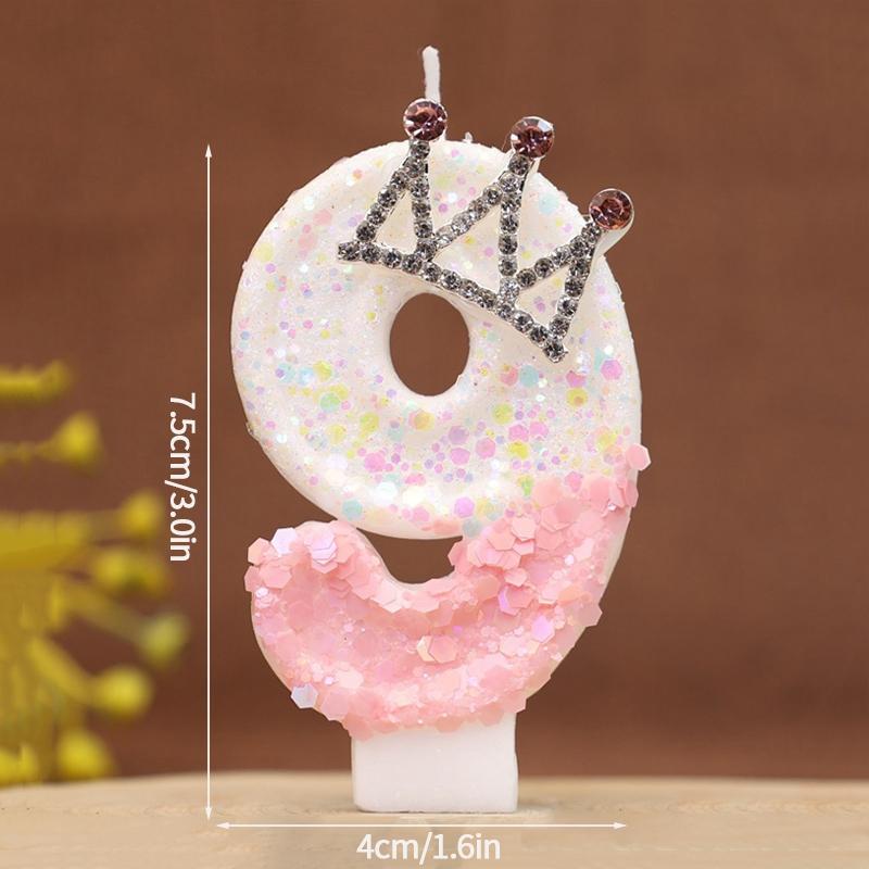 Birthday Number 0-9 Candles Crown Number Candles Happy Birthday Cake Decorated Baby Shower Insert Decor Festival Supplies