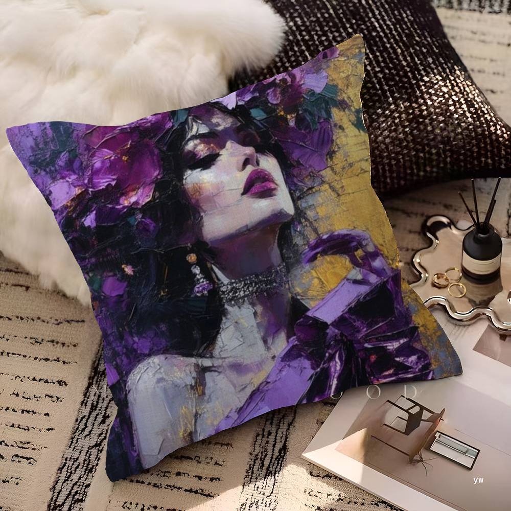 Fashion Floral Woman Portrait Lucky Dragon Pillow Cover Sofa Cushion Cover Home Room Decoration Children Gift