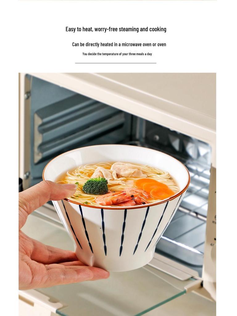 Set of 8 Japanese-Style 5-Inch Ceramic Rice Bowls for 2025, High-Footed Conical Hat Design for Home Use.