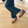 Wedge heel with square head suede Mary Jane shoes women's shoes spring and autumn 2025 new late evening wind light mouth single shoes