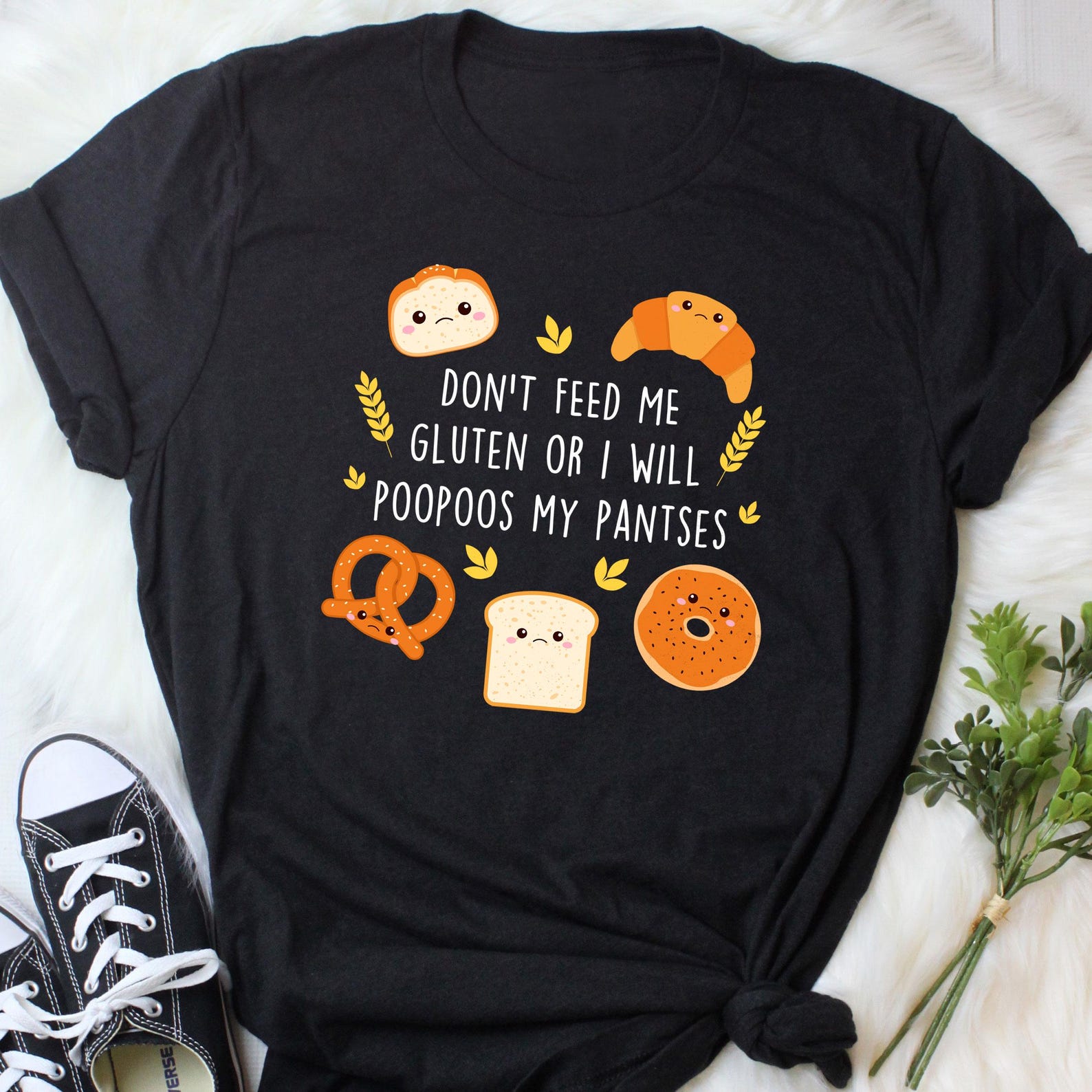 Funny Gluten-Free Shirt, , , Celiac Disease Gift, Cute Coeliac Tshirt, Gluten Intolerance Wheat Allergy T-shirt, IBS Sibo Crohn s 120
