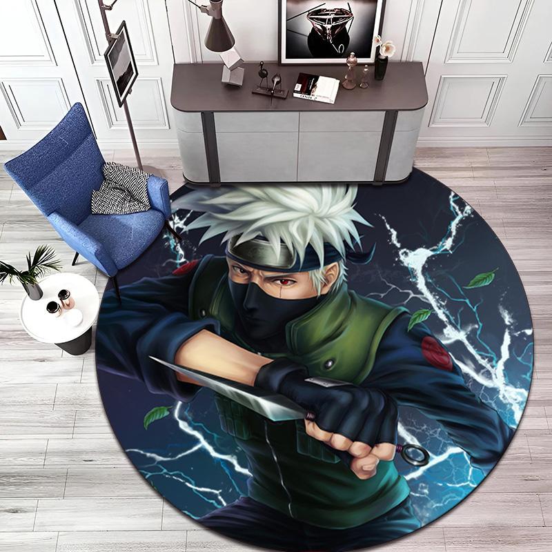 Famous Cartoon NARUTO Protagonist Uzumaki Naruto Round Carpet Soft Home Decoration Anti-slip Door Mat Outdoor Picnic Mat Carpet M7