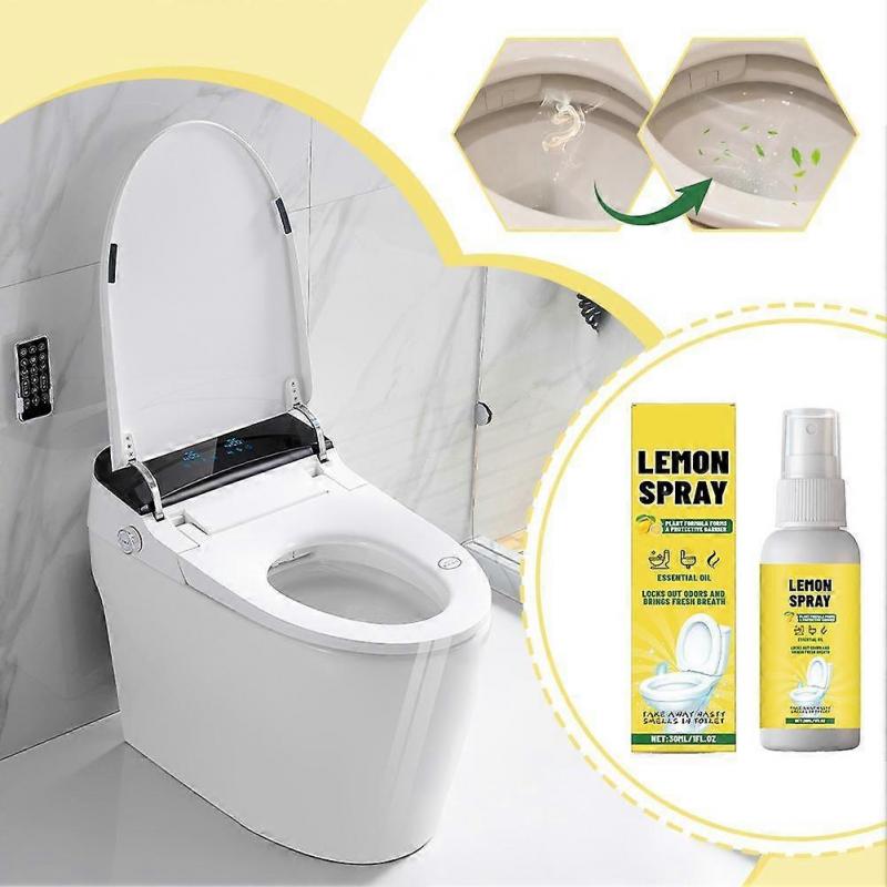 Lemon Toilet Deodorizer Spray 30ml Odor Eliminator With Silver Chloride Fresh Scent Anytime Anywhere