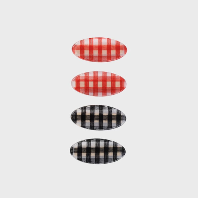 Eireve PETITE OVAL GINGHAM CHECK HAIR CLIP SET (B)
