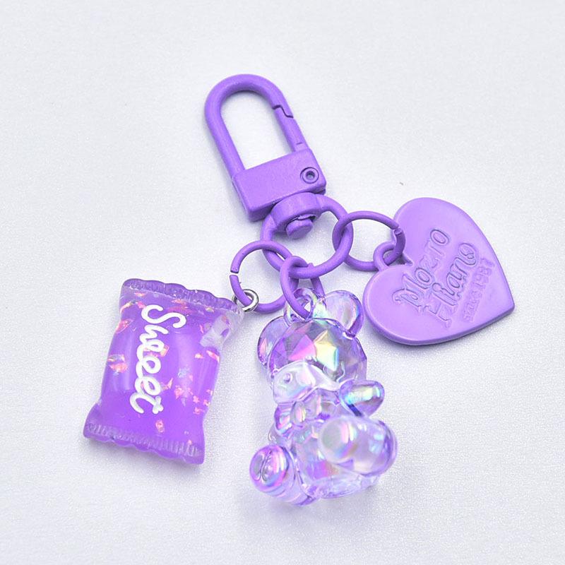 Bling Heart Animal Candy Keychain Key Ring For Friend Lovers Cute Creative Bag Car Earphone Box Key Accessories