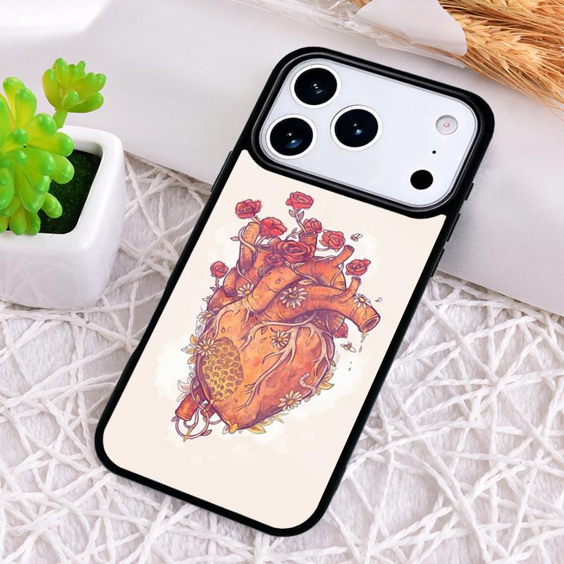 Flower Heart Phone Case for iPhone 17 Air 16 15 11 12 14 13 Pro Max Shockproof Cover