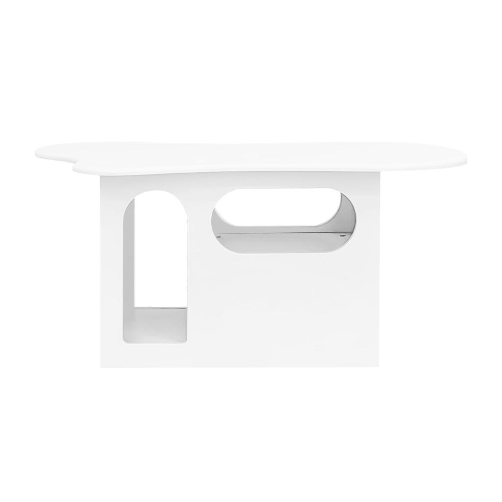 Coffee Table, Cloud-shaped Tabletop with Curved Drawers and Open Storage Compartments, for Living Room