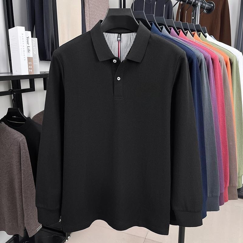 Polo de Manga Larga para Hombre 100% Algodón Puro Otoño Nuevo Marca de Alta Gama Diseño de Bordado de Abejita Top Casual Camiseta de Golf