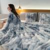 Tie Dye Faux Fur Blanket Double Sided Thick Bubble Velvet Soft Plush Warm Throw for Sofa Bed Office Travel Nap All Season