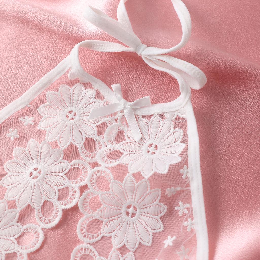 Damen Ausgefallene Sexy Dessous Weißer Offener BH Teddy Aushöhlen Neckholder Rückenfrei Body Blumenstickerei Schrittloser Slip