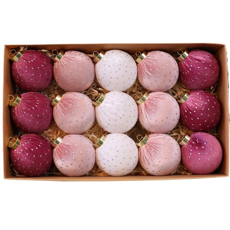 Christmas Tree Ornament 8cm 12 Velvet Christmas Balls Dot Wrap Cloth Ball Christmas Decorations Hanging Ornaments