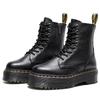 Botas Martin de suela gruesa con agujeros, cremallera lateral para mujer, estampado de lichi, botines de cuero genuino, talla grande, botas altas de cuero