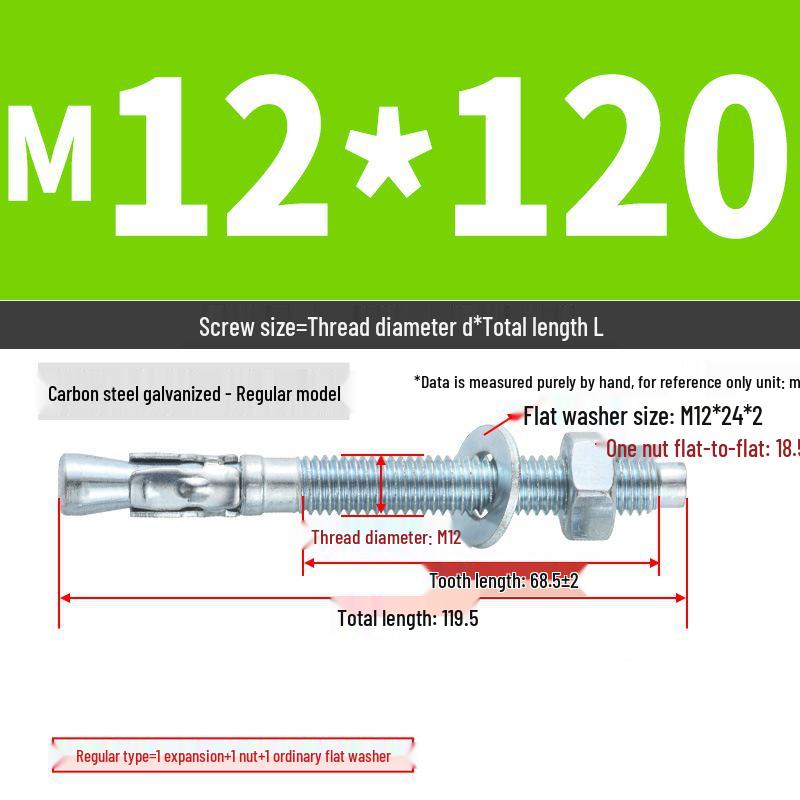 Vysoce pevný nástěnný hmoždinkový šroub pro opravy automobilů (M6/M8/M10/M12)