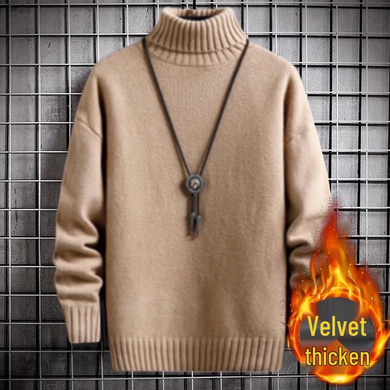 

Men s Slim Fit Winter High Neck Velvet Pullover Knitwear - Solid Color Long Sleeve Base Layer Shirt 3XL