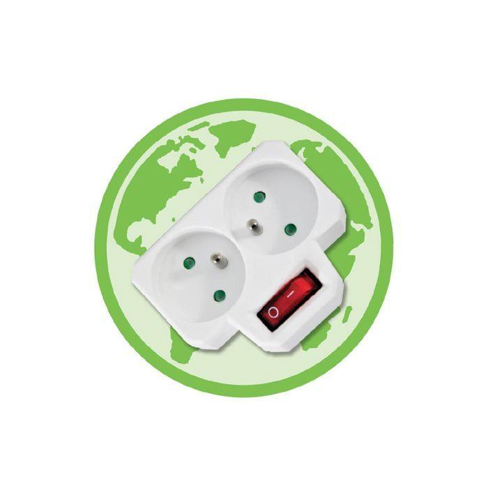 

Bloc de prises - Non specifié - 2 prises coupe veille - Interrupteur marche/arrêt - 3600W max - Blanc