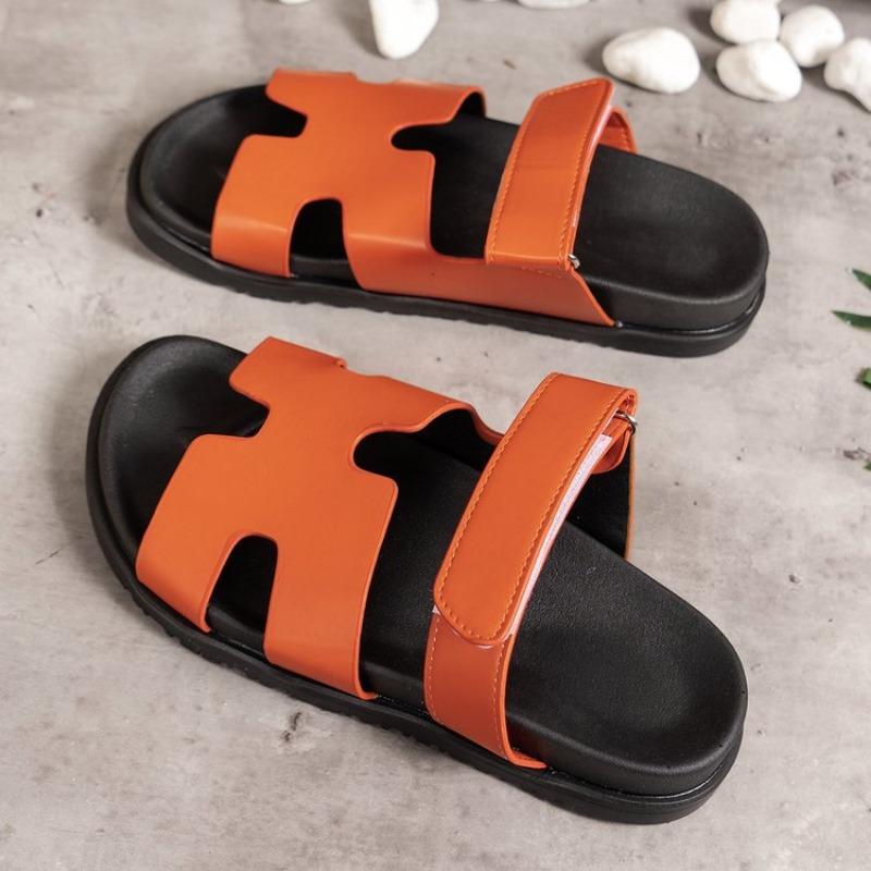 Large size flat slippers women's summer new flat Velcro sandals