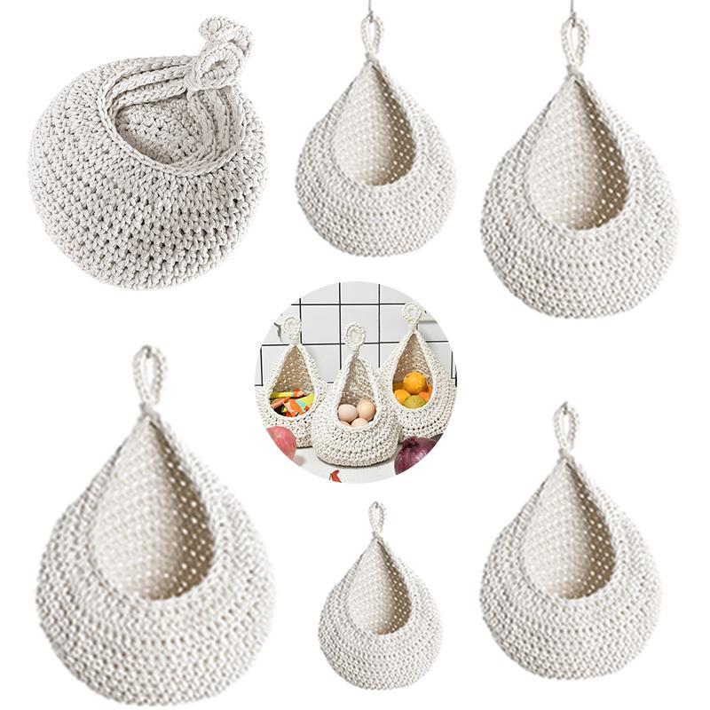 Woven Cotton Hanging Basket Hollow Out Macrame Flower Planter Pineapple Shape Vegetable Fruit Basket Kitchen Garden Storage Sup