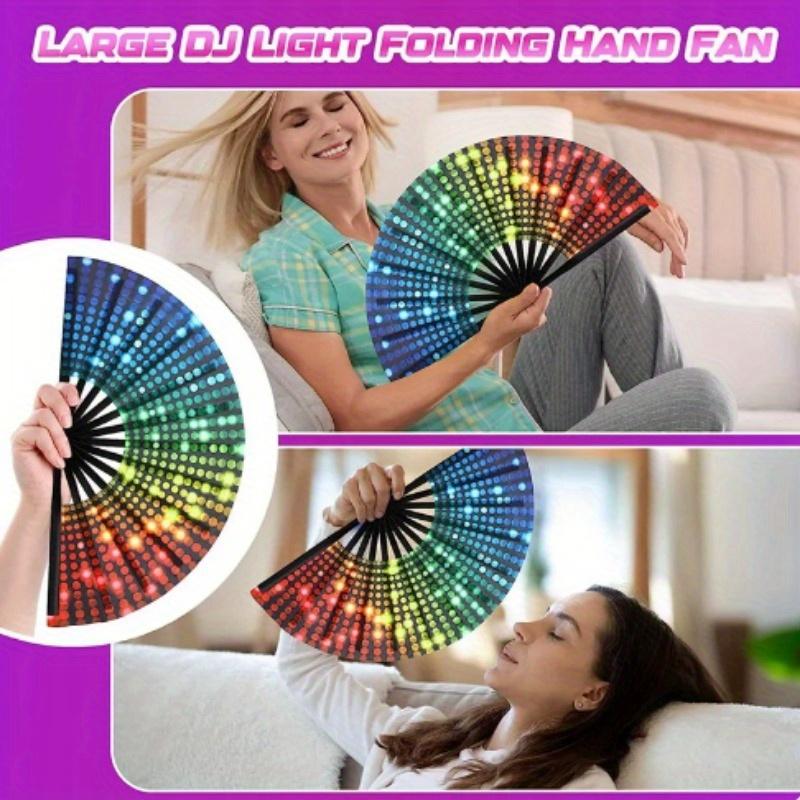 Rainbow Sequins Pride Foldable Fan Handheld Fan Folding Hand Fan for Adults Drag Queen Festival Fan Chinese
