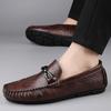 Fashion Men's Genuine Leather Shoes Spring 2025 Casual Comfortable Driving Slip-On Loafers Shoes Lightweight Soft Bottom