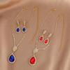 Royal Blue Crystal Water Drop Necklace & Earring Set - Elegant Bridal Jewelry