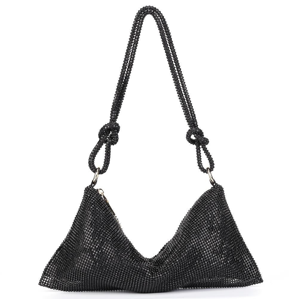 

Shiny Crystal Clutch purse bucket Shoulder bag rhinestone Handmade purses and handbags luxury Designer Evening clutch Bag Purse чёрный