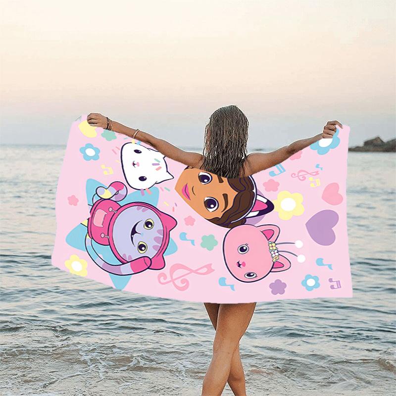 1pc Gaby's Bubble House2 Beach Towel, Beach and Seaside Swimming Pool Equipment, Fashion Pattern, Rectangular, Travel Essentials