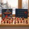 Christmas Tree Hanging Ornaments Red Bird Advent Calendar, 24 Unique Miniature Figures Figurines, for Holiday Gifts Theme Dolls