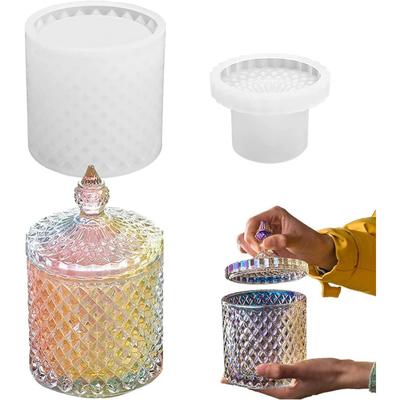 Large Resin Box Molds with Lids, Vintage 3D Jar Silicone Mold, Trinket Storage Container Box Mold for Resin Casting Home Decor