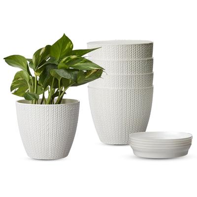 Indoor and Outdoor Round 5 Inch/12.9cm White Flower Planter Pot Best for Terrace/Balcony/Home/Office Décor – Set of 5