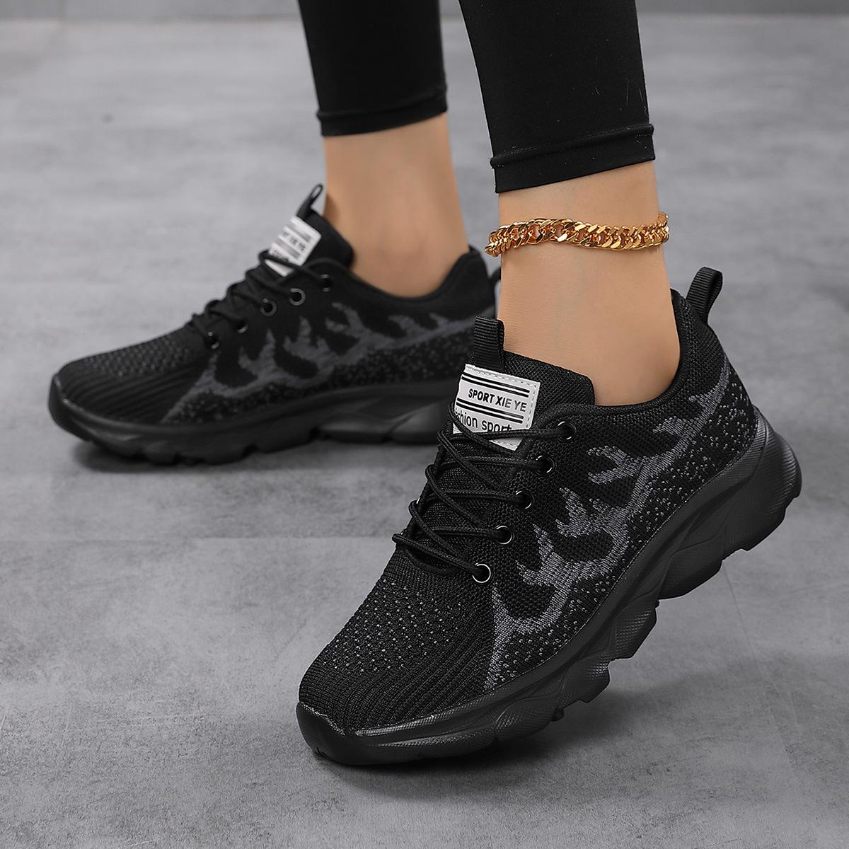 

Трансграничные сетчатые дышащие спортивные туфли большого размера женские повседневные туфли для ходьбы и путешествий легкие вязаные кроссовки для бега для студентов 42 чёрный