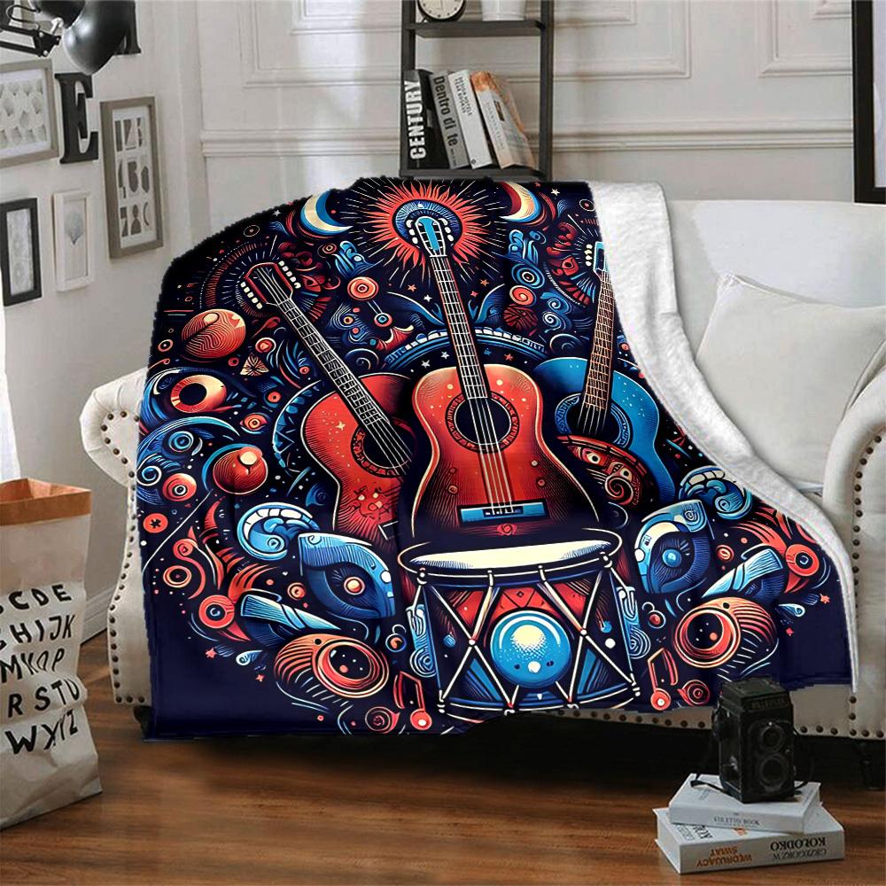 1pc Guitar Dreams Lightweight Flannel Blanket, Comfortable and Warm Blanket, for Office and Camping Sofa Bed, Livingroom131