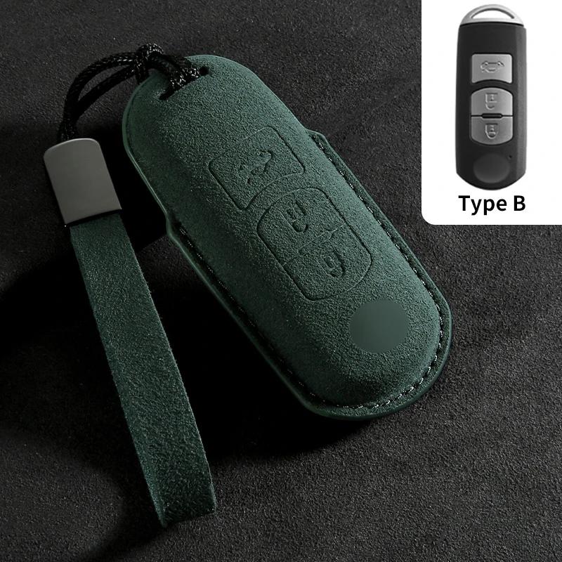 Interior Mouldings 2/3 Buttons Suede Car Remote Key Case Cover Shell For Mazda 2 3 6 Axela Atenza CX-5 CX5 CX-3 CX-7 CX8 CX-9 20