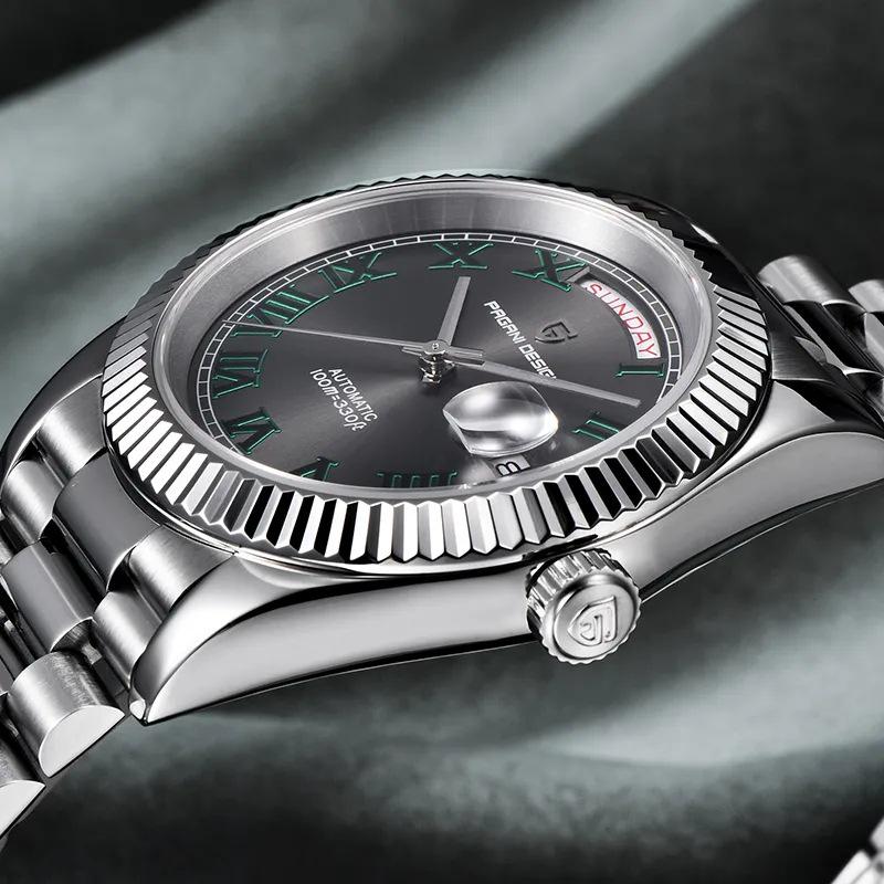 PAGANIDESIGN 40mm Men's Automatic Waterproof Wristwatch with Date and Day Display, Model 1783