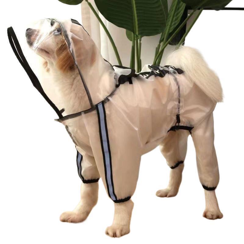 Full Coverage Raincoat Dogs Waterproof 4-Leg Pet Rain Jacket Outdoor Use Small Medium Large Breed