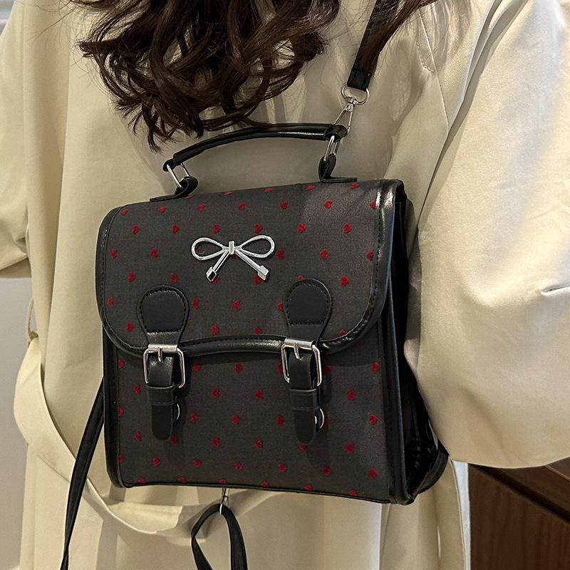 College Style Polka Dot Canvas Backpack Bag Women'S Summer Tide Backpack Versatile Leisure Travel Bag