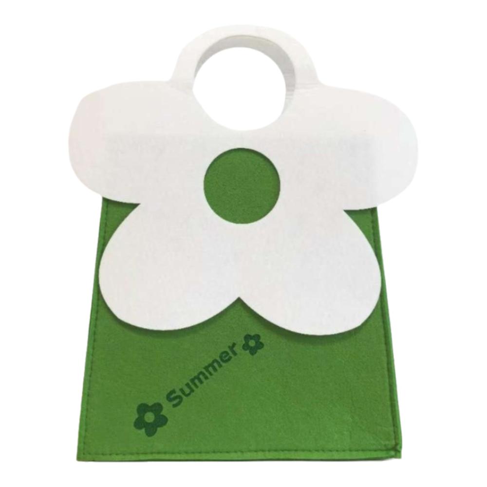 

New Large Capacity Felt Handbag Lightweight Flower Shaped Lunch Bag Portable Gift Bags Tote Bag Women Girls зелений