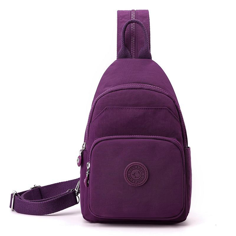 

Осенняя нейлоновая ткань молния новая унисекс сумка простая модная нагрудная сумка многоцелевой рюкзак темно-фиолетового