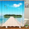 3D window opening scenery beach landscape printing shower curtain washable fabric curtain bathroom decoration with hook curtai