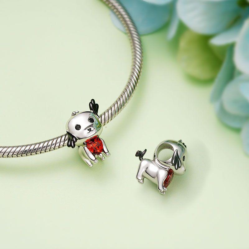New Copper Duck Mouse Dragon Wolf Pendant Bead Fit Original Charms Bracelet Trinket Jewerly Accessories
