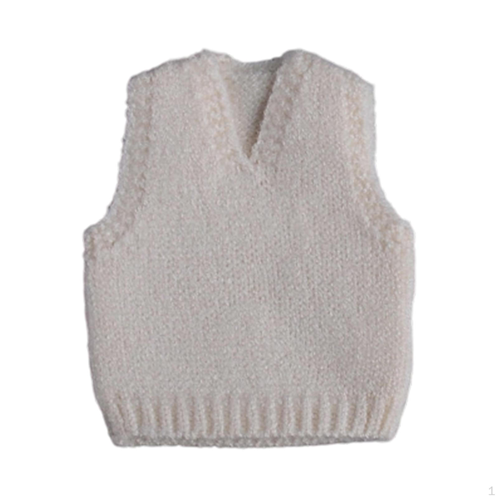

1/ Figure Clothes Doll Knit Sleeveless Vest Mini Trendy Dress Up Miniature Clothing for 6 Apricot White