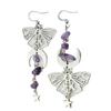 Mismatched Amethyst Silver Luna Moth Earrings – Mindfulness Gift