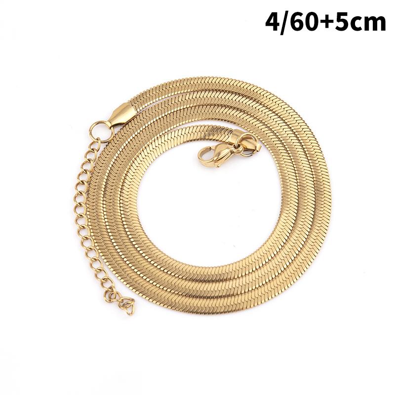 Personality Simple All-Match Hip-Hop Clavicle Chain Light Luxury European American Titanium Steel Non-Fade Flat Snake Bone Chain