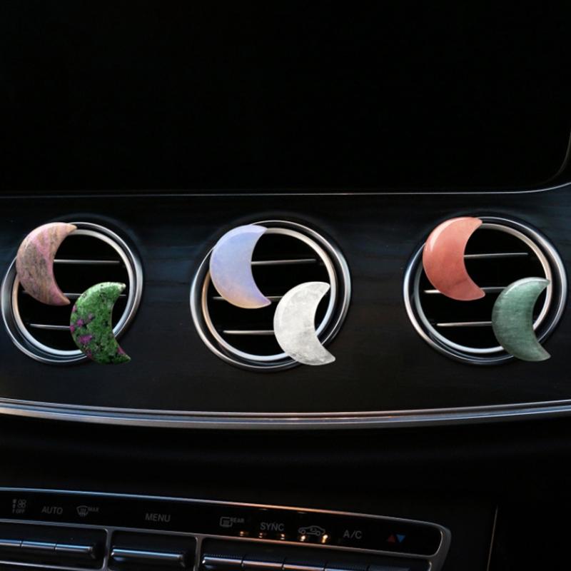 Crystal Moon Car Air Freshener Perfume Clip Women Pink Moon Interior Decoration Auto Air Conditioner Outlet Fragrance Diffuser