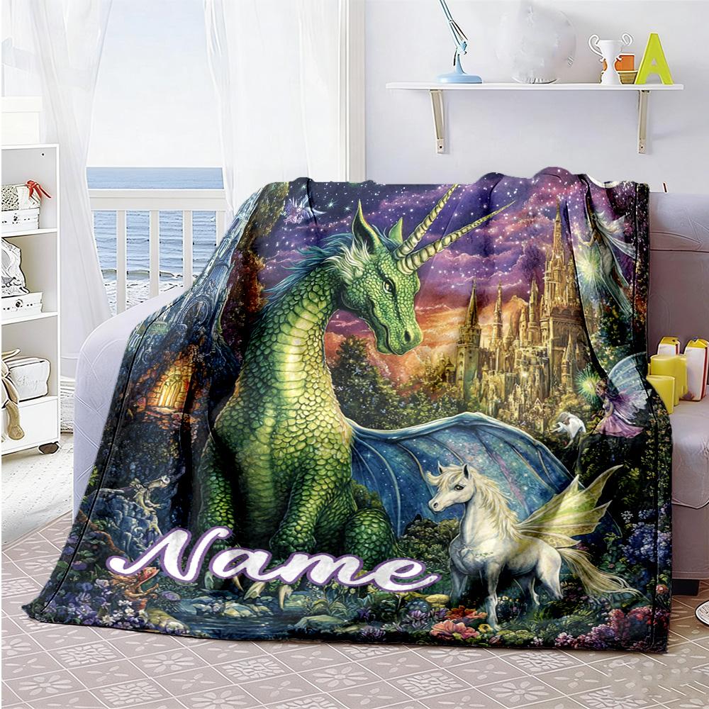Unicorn World Personalized Name Blanket Throw Personalized Blanket Soft Warm Cozy for Nap Livingroom Home Decor Couch Ideal for All Seasons
